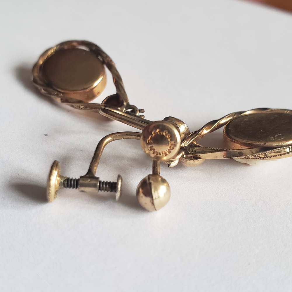Classic Cameo Drop Earrings in Gold and Cream - Picture 3 of 4